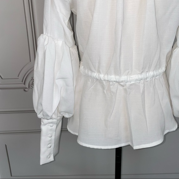 Fashion Nova White Deep V Flowy Blouse | Size S - Picture 5 of 8